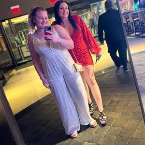 White sequin jumpsuit